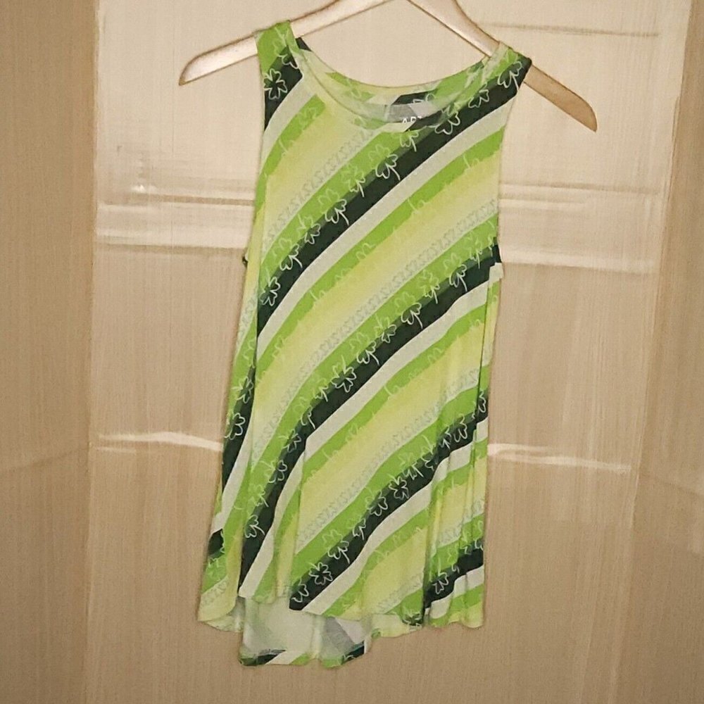 Apt. 9 Womens Green Striped Shamrock St. Patrick's Day Tank Top XS